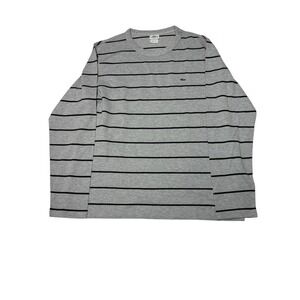 Lacoste‎ Slim Fit Mens Long Sleeve Black Stripe Crew Neck Cotton Shirt Size 8